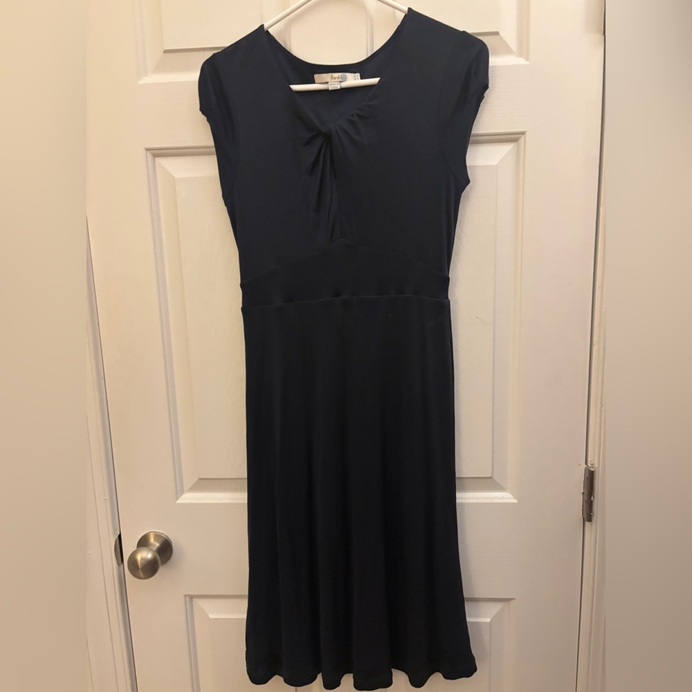 Boden Elegant Silk Navy Midi Dress Size 4